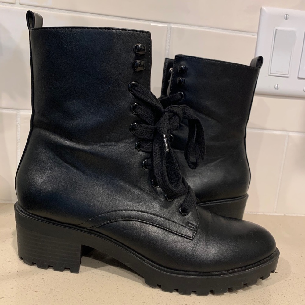 Leather Combat Lace Up Boots